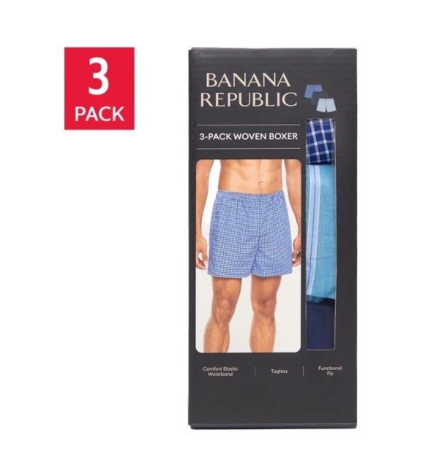 3 or 6 Banana Republic Men's Cotton Woven Boxer Shorts Tag-Free Boxer