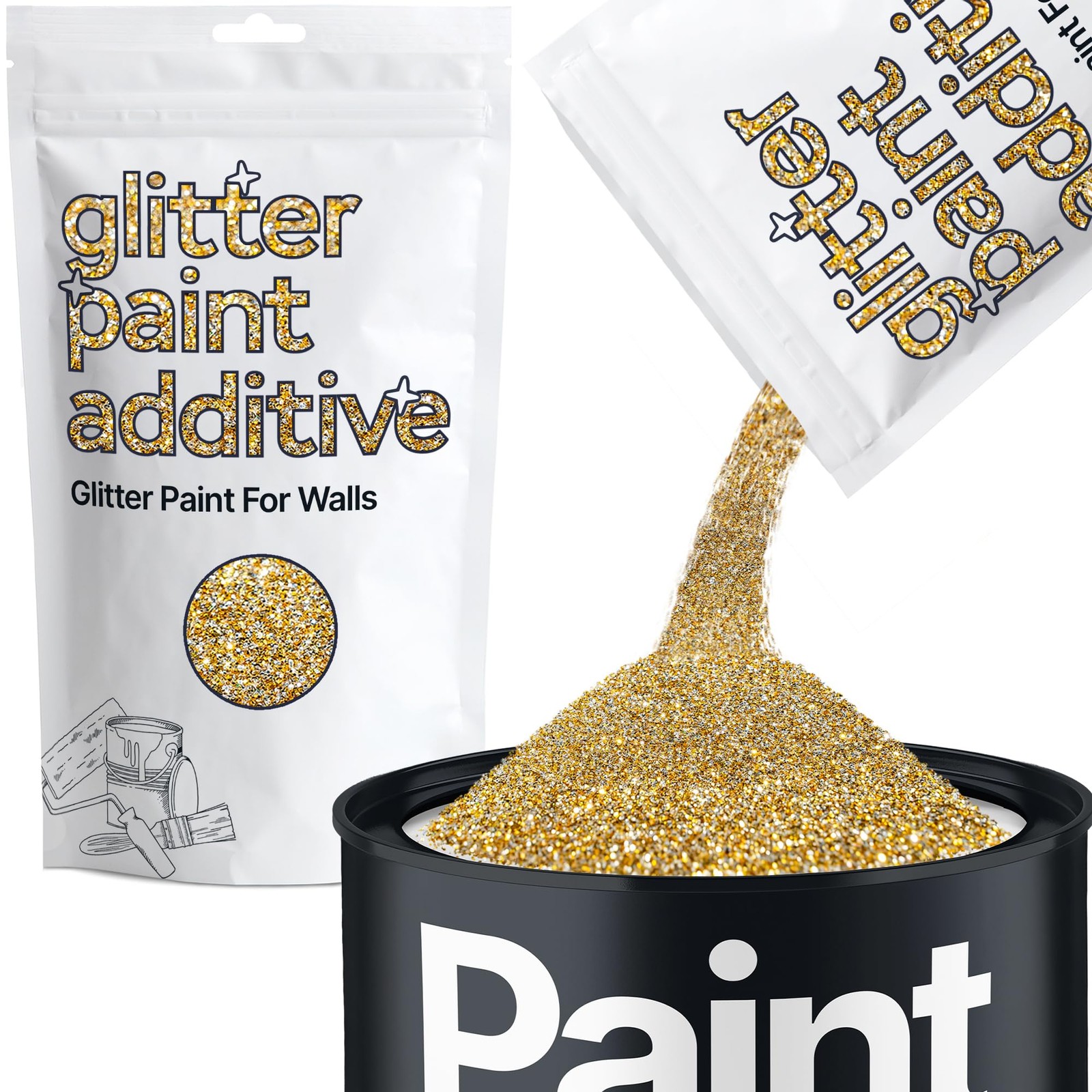 Gold Silver Glitter Paint Additive for Walls 100g / 3.5oz | Glitter Additive ...