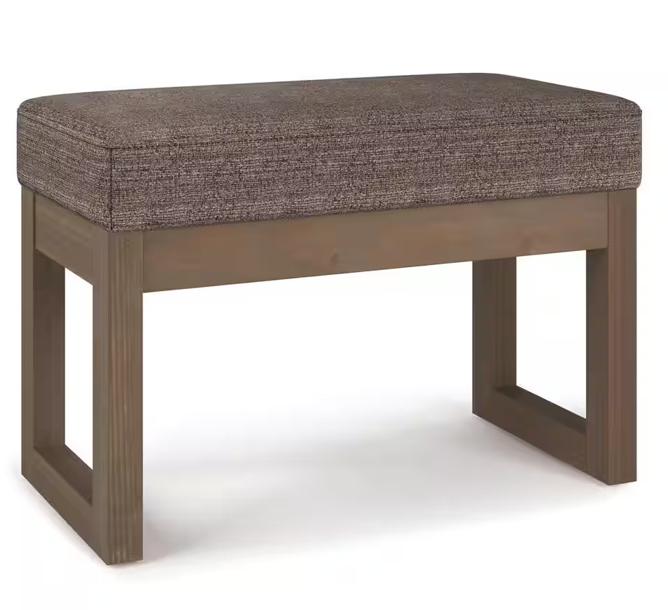 SIMPLIHOME Milltown 27" Rectangle Footstool Ottoman Mink Brown