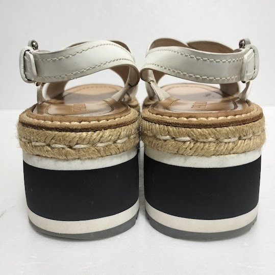 Prada Wedge Sandals White Beige Women's Size EU36.5/US6.5