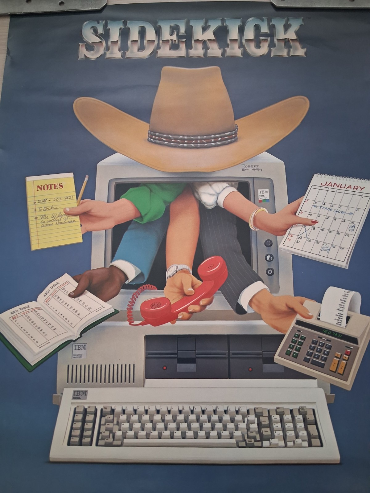 Vintage 1980s IBM Computers Sidekick Advertisement Poster