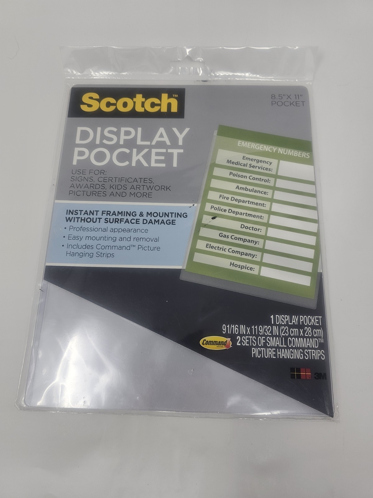 Scotch Display Pocket Removable Interlocking Fasteners Plastic 8-1/2 x 11 Clear