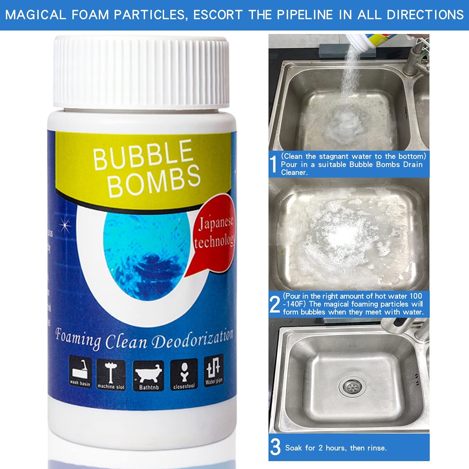 6 Pcs Bubble Bombs Drain Cleaner, Pipe Dredge Deodorant, Quick Dredge Pipelin...