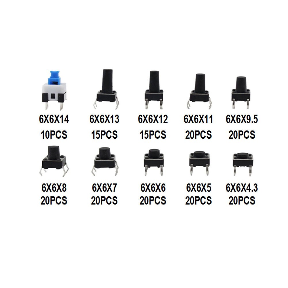 Push Button Tactile Switch Kit 180 Pieces Boxed for Electronic Equipment Repair