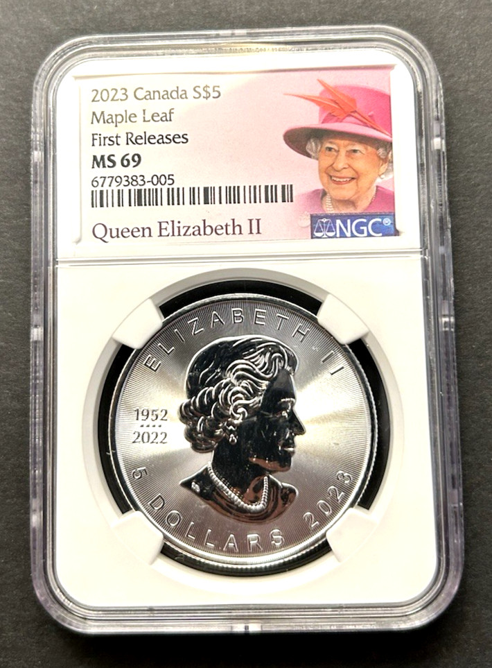 2023 $5 CANADA 1 OZ .9999 SILVER MAPLE LEAF NGC MS69 QUEEN ELIZABETH - FR WHITE