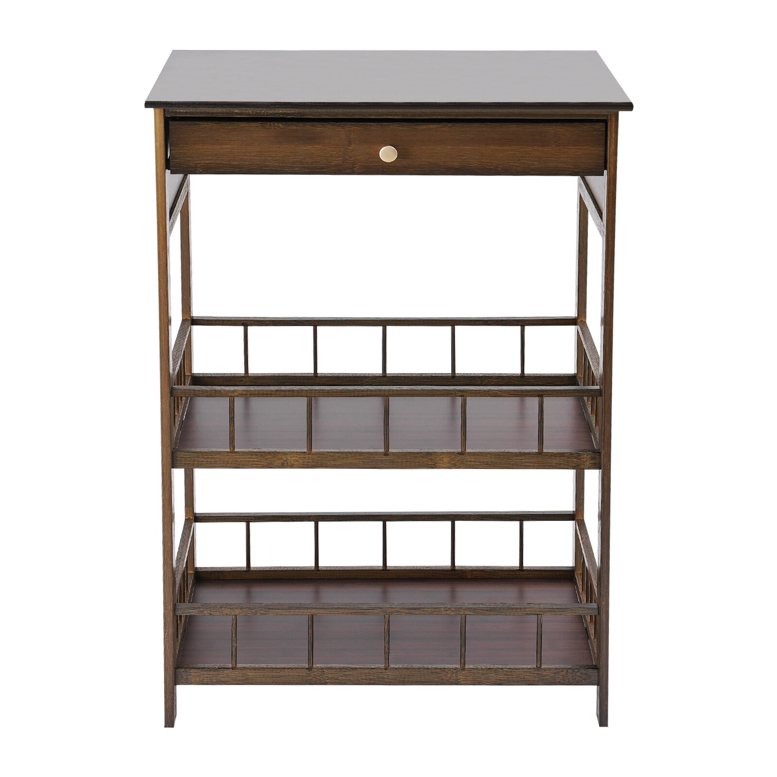 3 Tiers Side Table Side Table with Storage Drawer Bamboo End Table Tea Table