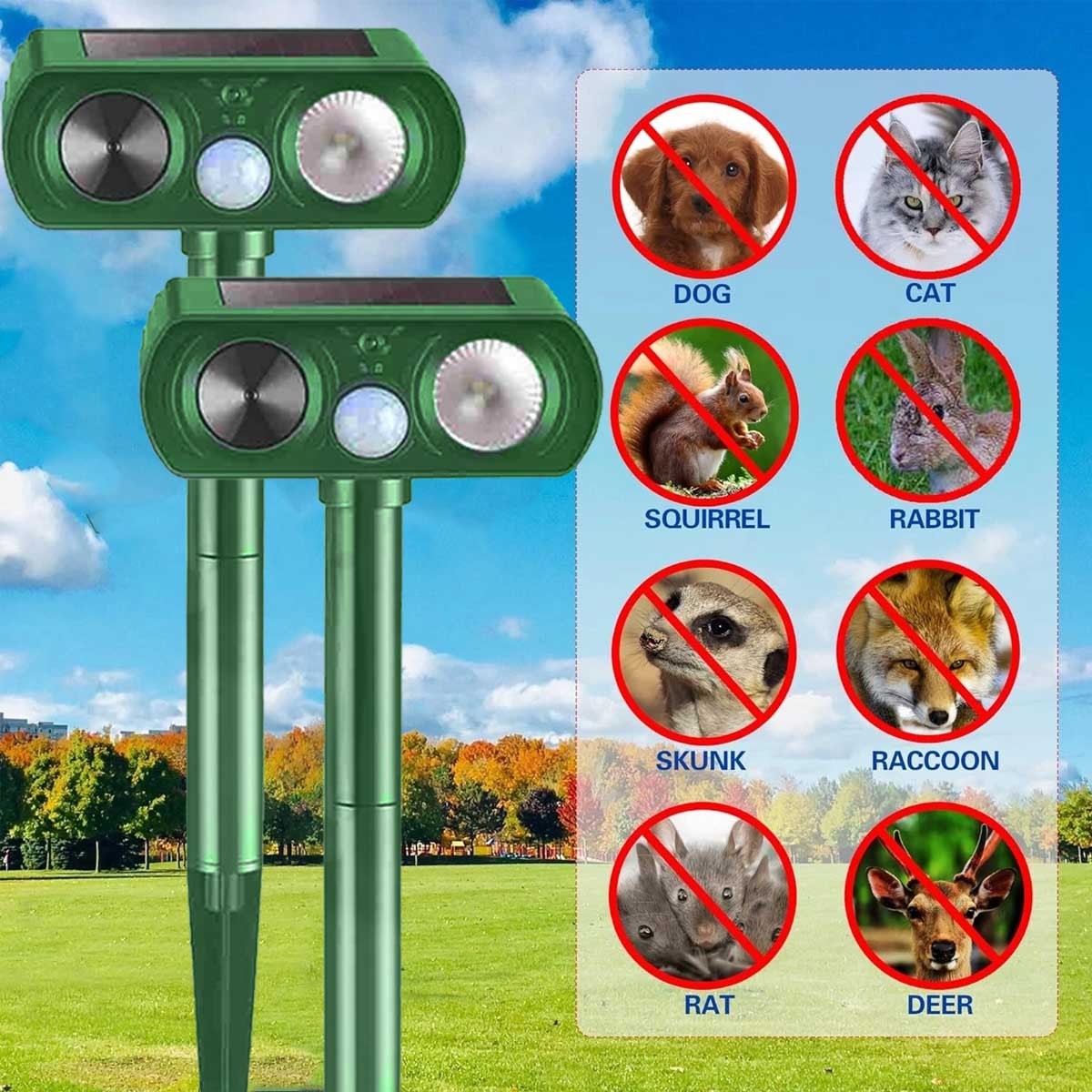 1/2/4Pcs Solar Ultrasonic Animal Repellent Outdoor Motion Detection Waterproof