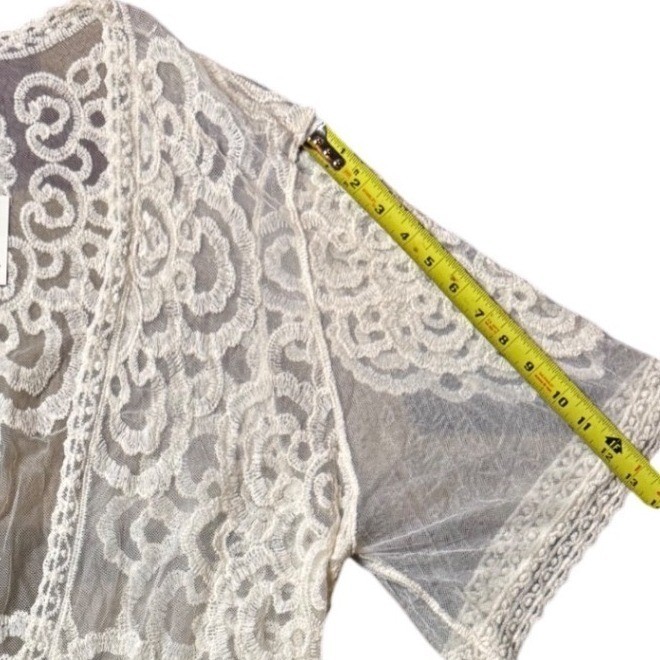 Do Everything In Love Floral Lace Kimono Duster Ivory Short Sleeve Boho