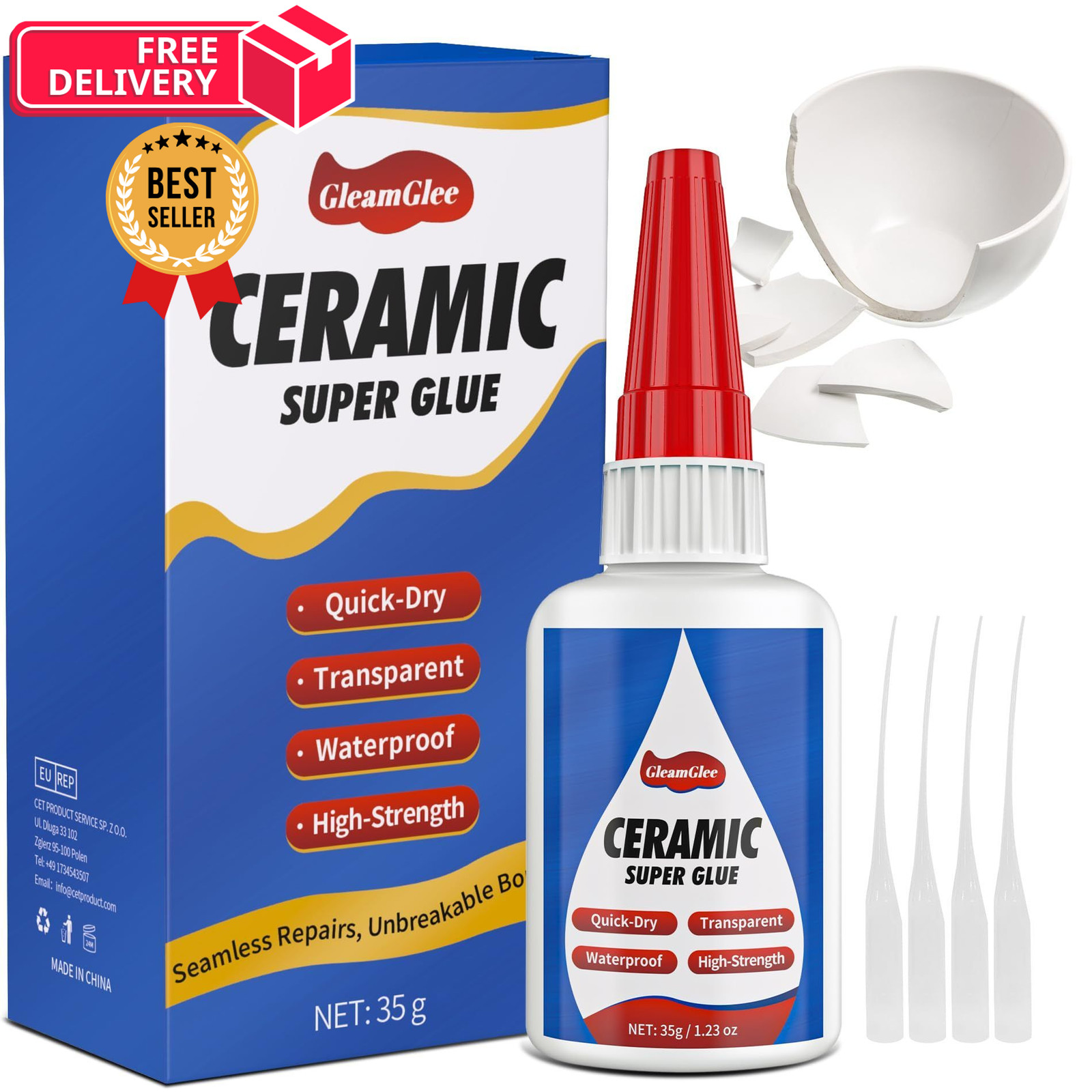Ceramic Glue, Best Super Glue for Ceramic, 1 Pack, - 1 pcs