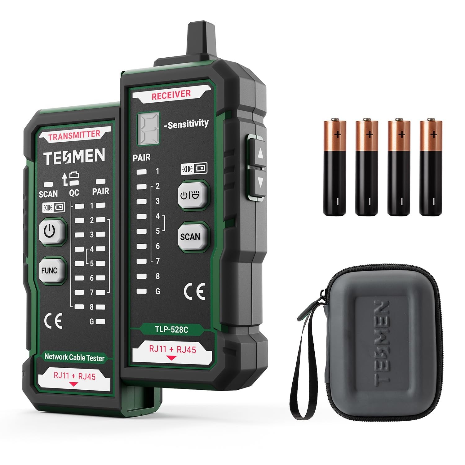 Compact RJ11 RJ45 Network Cable Tester & Wire Tracer - Green