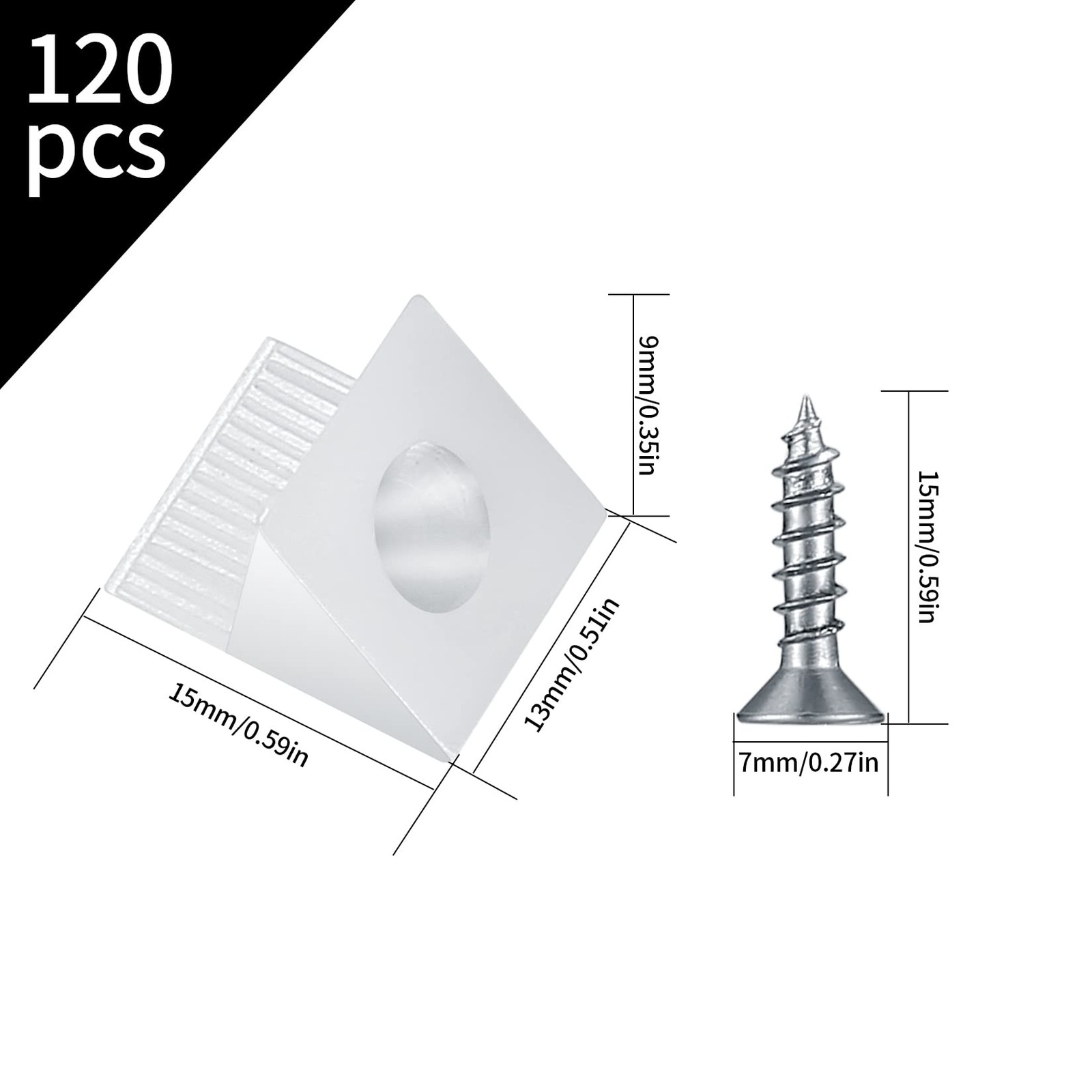120 Pcs Drawer Wedges with Screws, Bottom Support Brackets, White