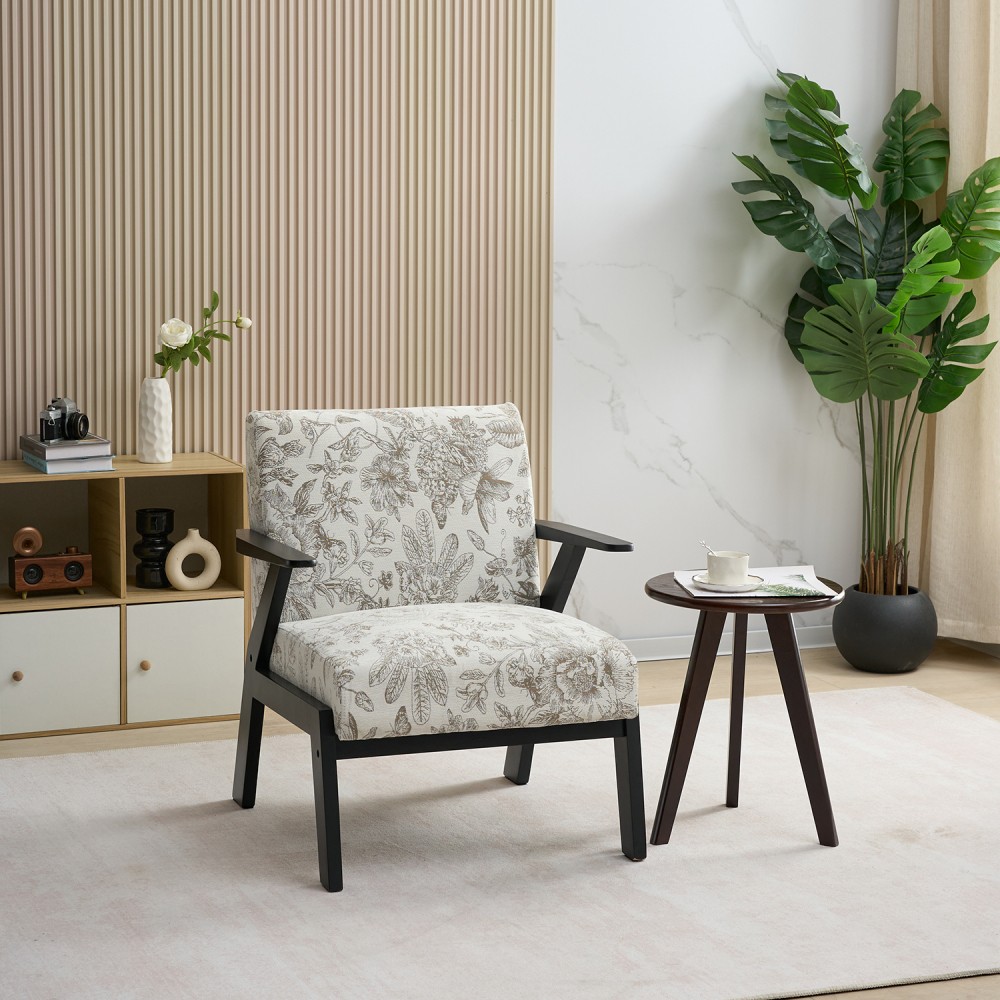 Mid-Century Modern Lounge Armchair w/ Seat Cushion for Living Room & Study