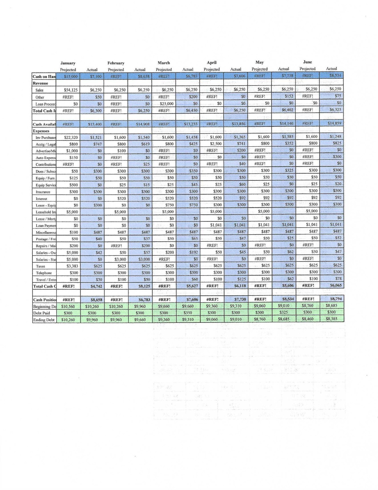 Business Planning with Cashflow Management