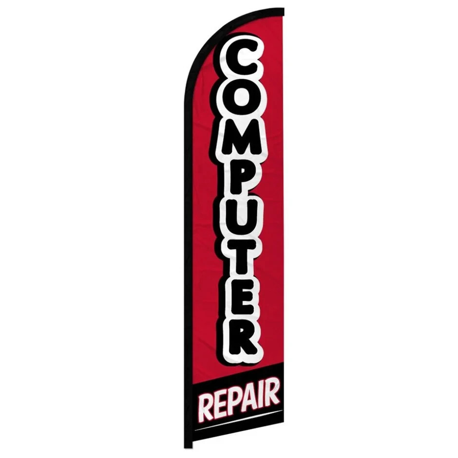 Computer Repair Windless Full Sleeve Feather Advertising Electronics Banner Flag