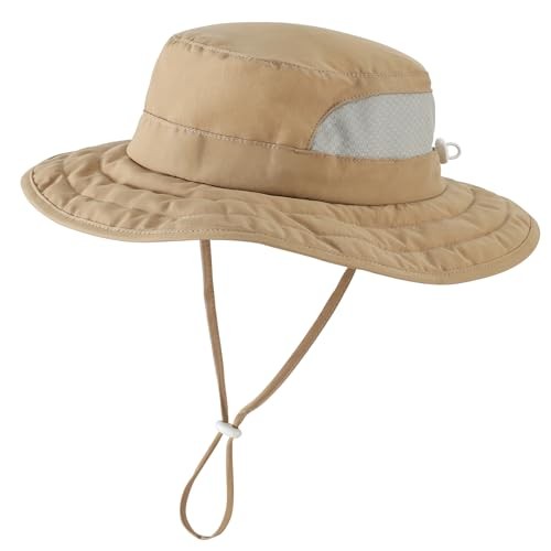 Kids Foldable Wide Brim Sun Hat UPF 50+ Sun Protection Medium Dark Khaki