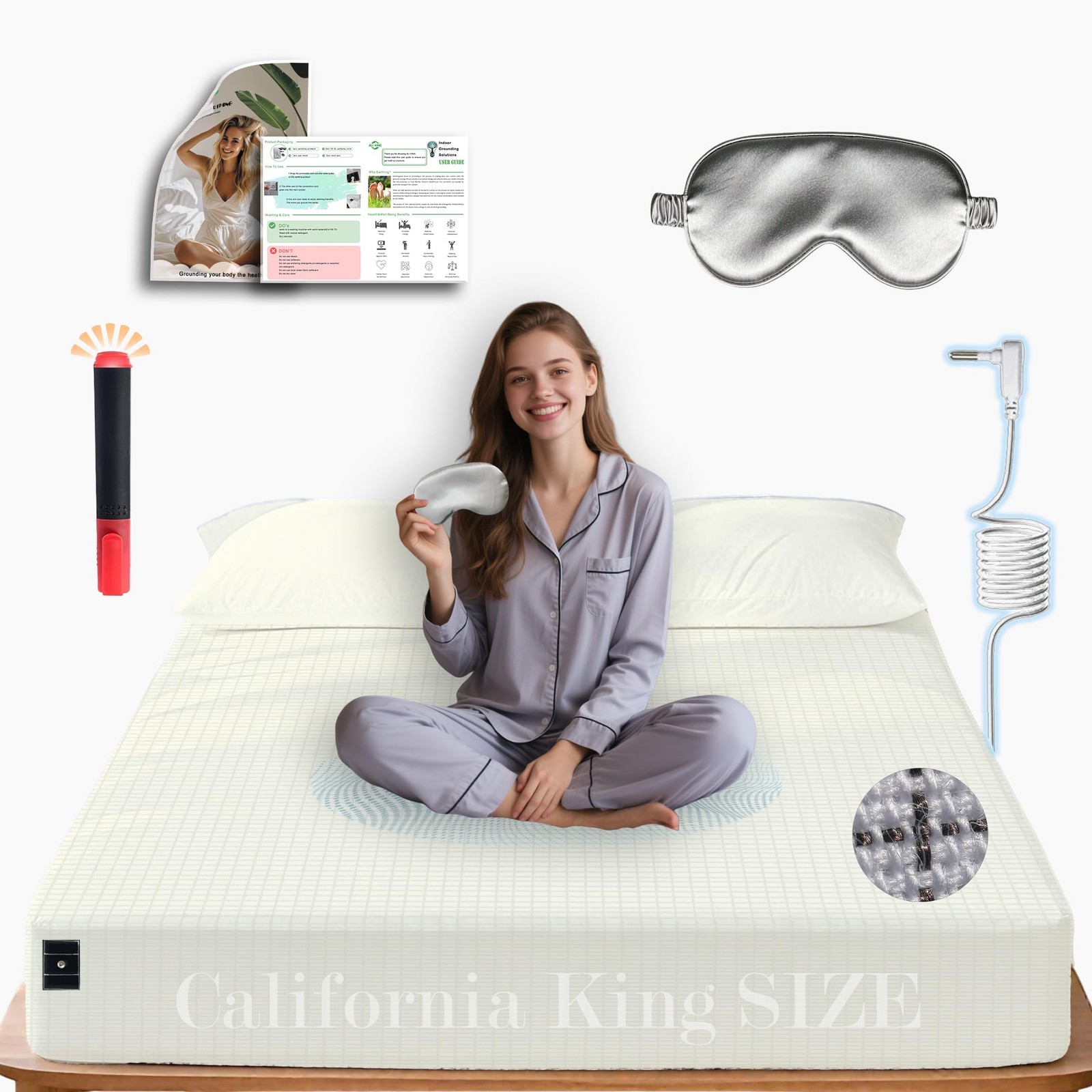 Grounding Sheets California King Size Soft Cotton Silver Fiber 15'' Deep