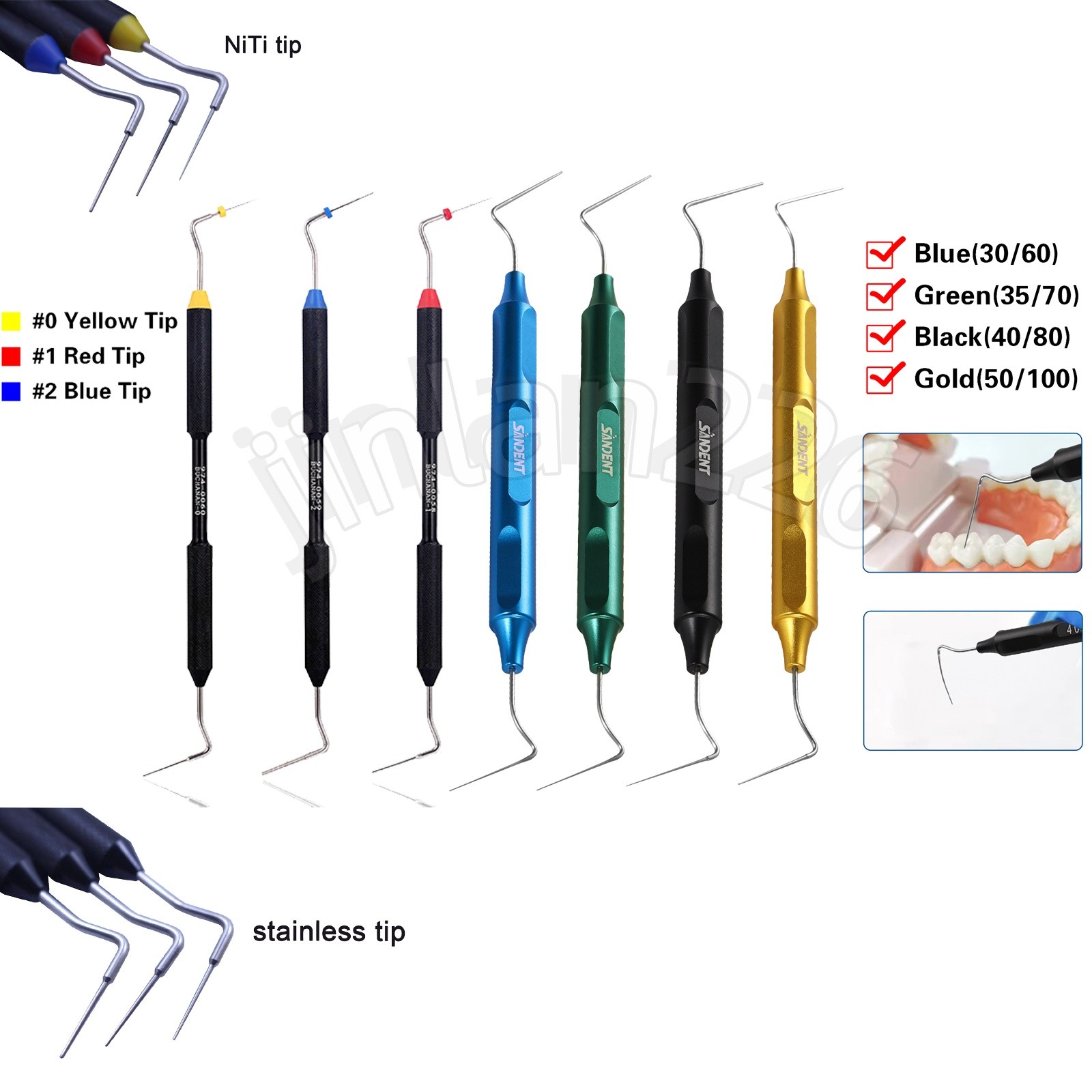 Dental Sybronendo Endo Buchanan Hand Plugger Tips Filling Obturation A/B