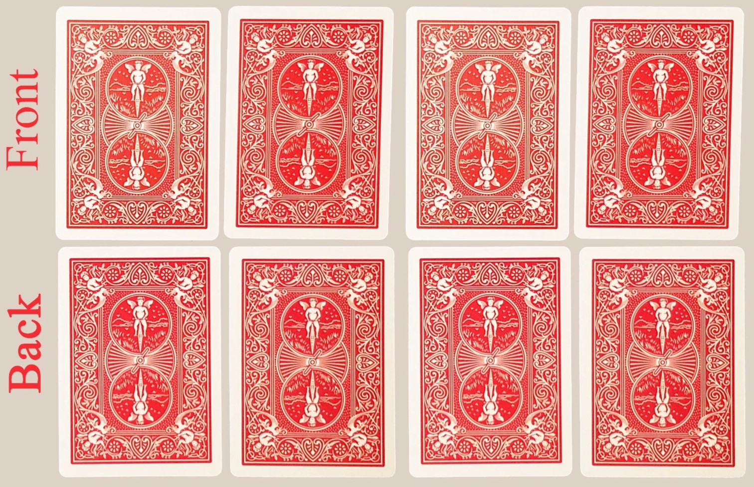 Lot of 4 Red Bicycle Poker 808 Double Back Magic Cards (Red Back on Both Sides)