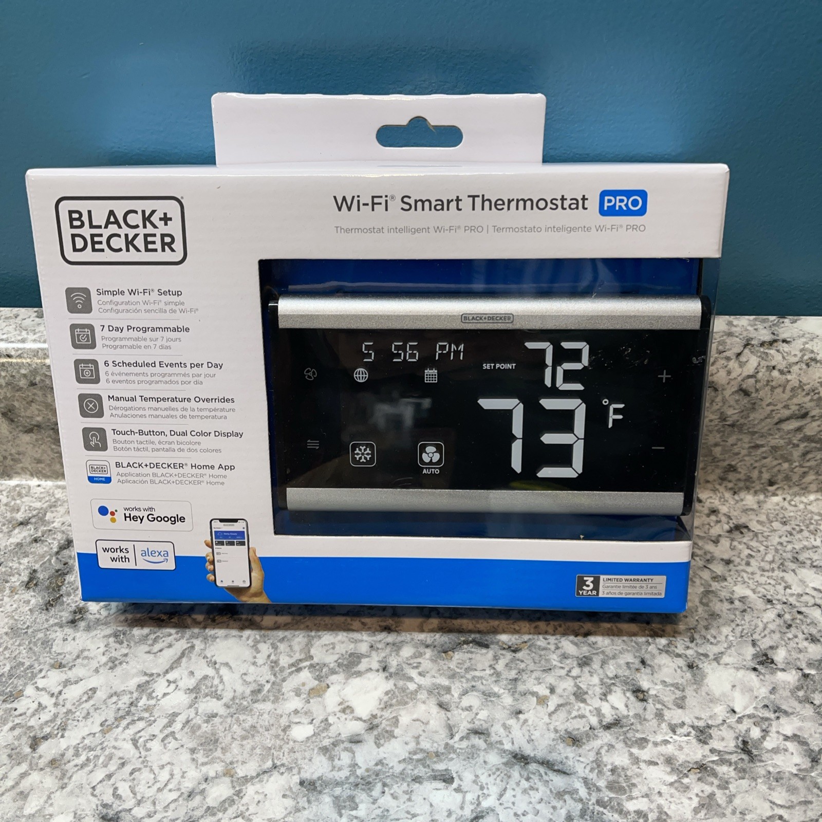 Black and Decker Wi-Fi Smart Touch Key Thermostat Pro Programable Dual Color
