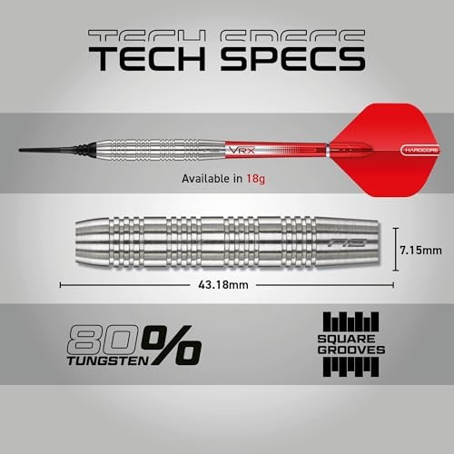 Hell Fire 20g Soft Tip Darts Set - 85% Tungsten Parallel Barrels, Hardcore