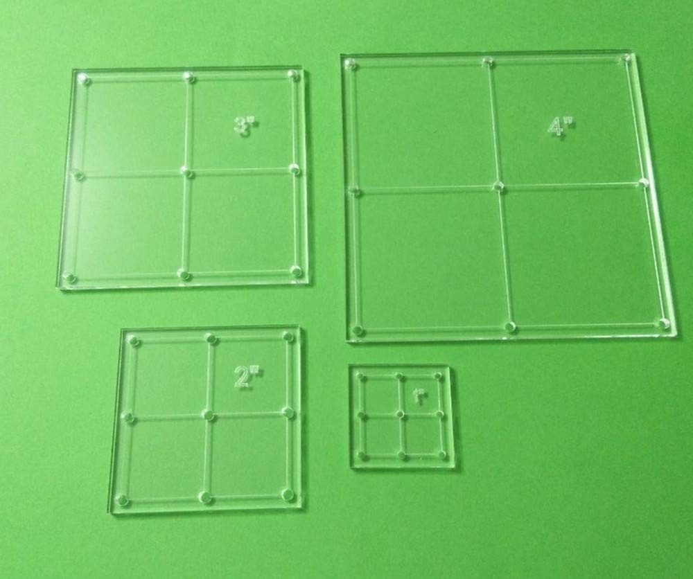 Clear Acrylic Square Quilting Template Set 4/3/2/1 Inch With 1/5 Seam