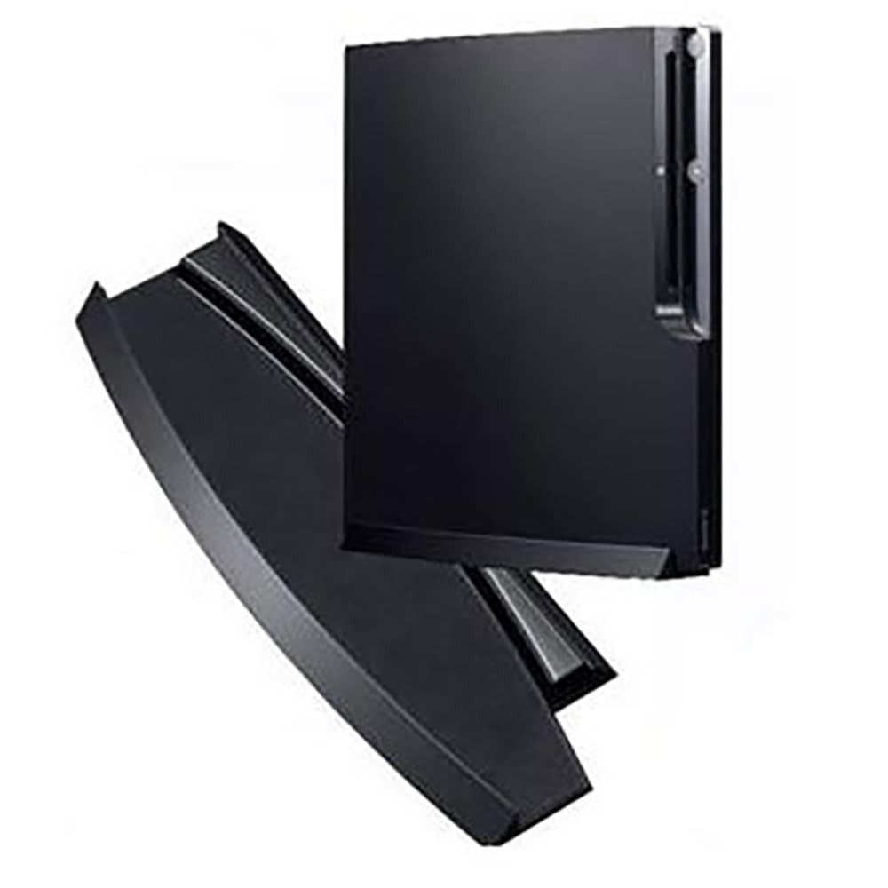 Skid-Proof Vertical Stand for PS3 Slim Console - Black, Secure & Space-Saving De