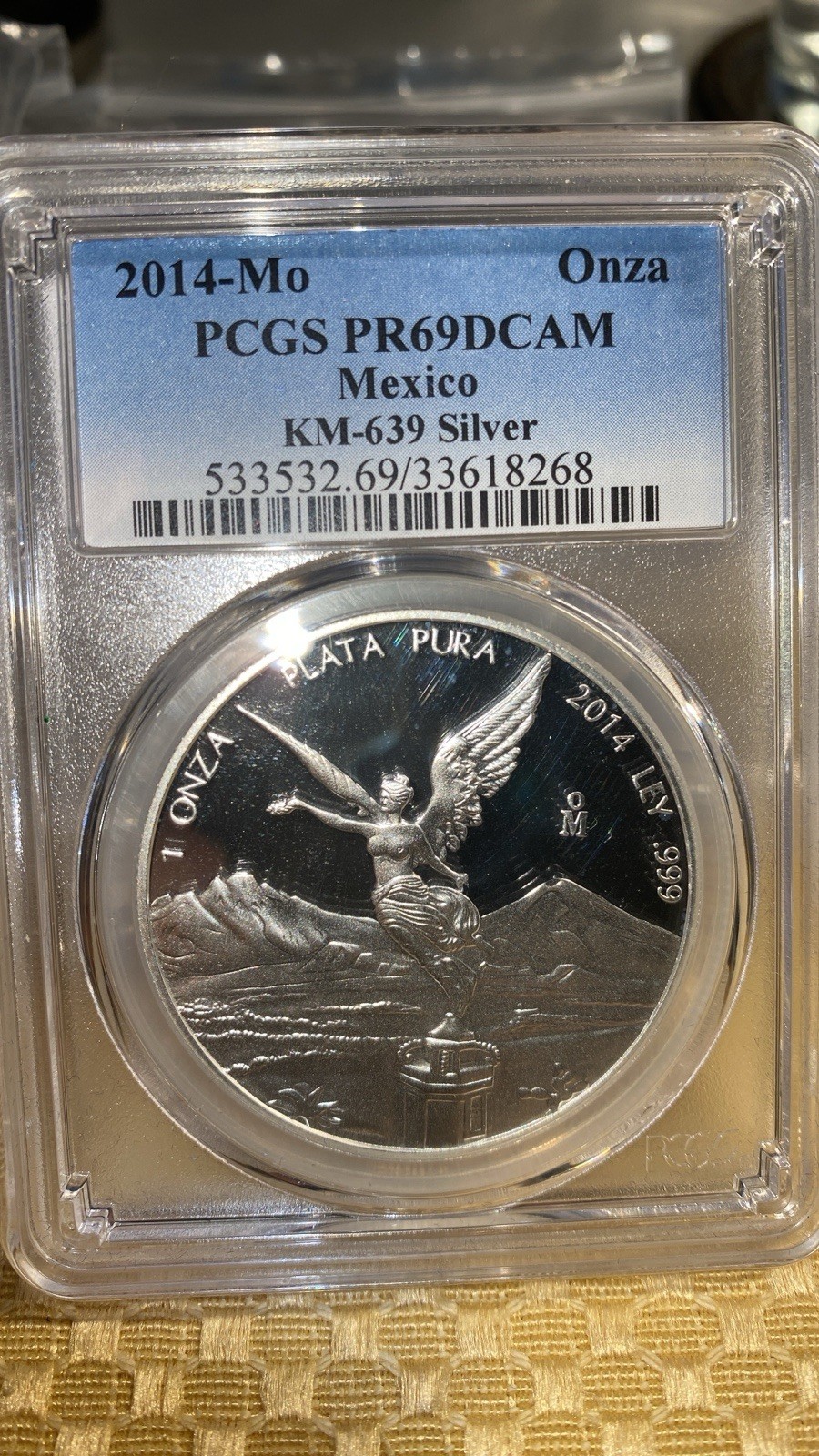 2014 Mo Mexico Libertad Winged Victory Silver 1 Onza Proof PF 69 Deep Cameo RARE