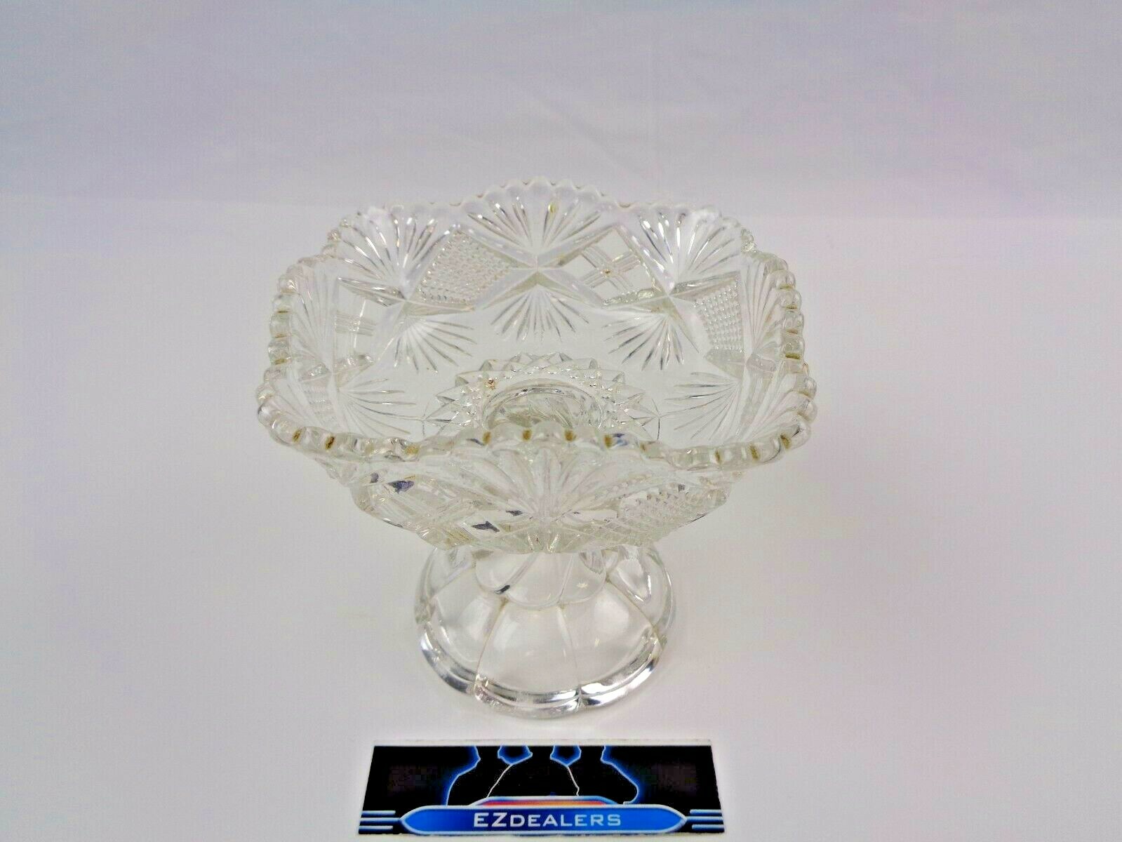 Vintage Cut Glass Candy/Nut Dish- Twisted Stem