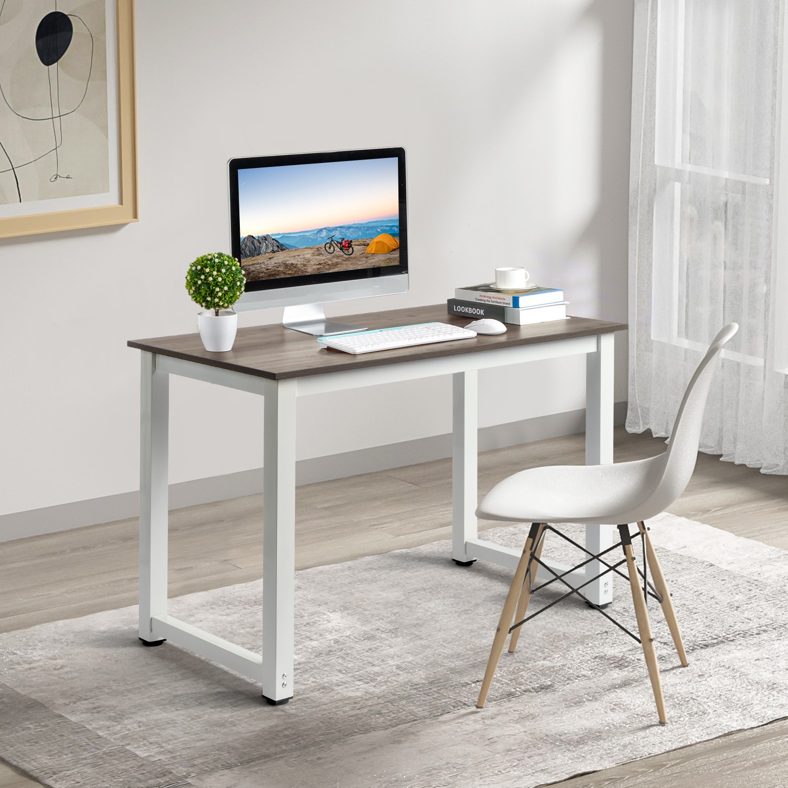110cm Decent High Strength Wooden Computer Desk Gray