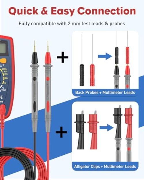 Vibit 11 Pcs Multimeter Test Leads, Multimeter Leads Kit with Back Probes,