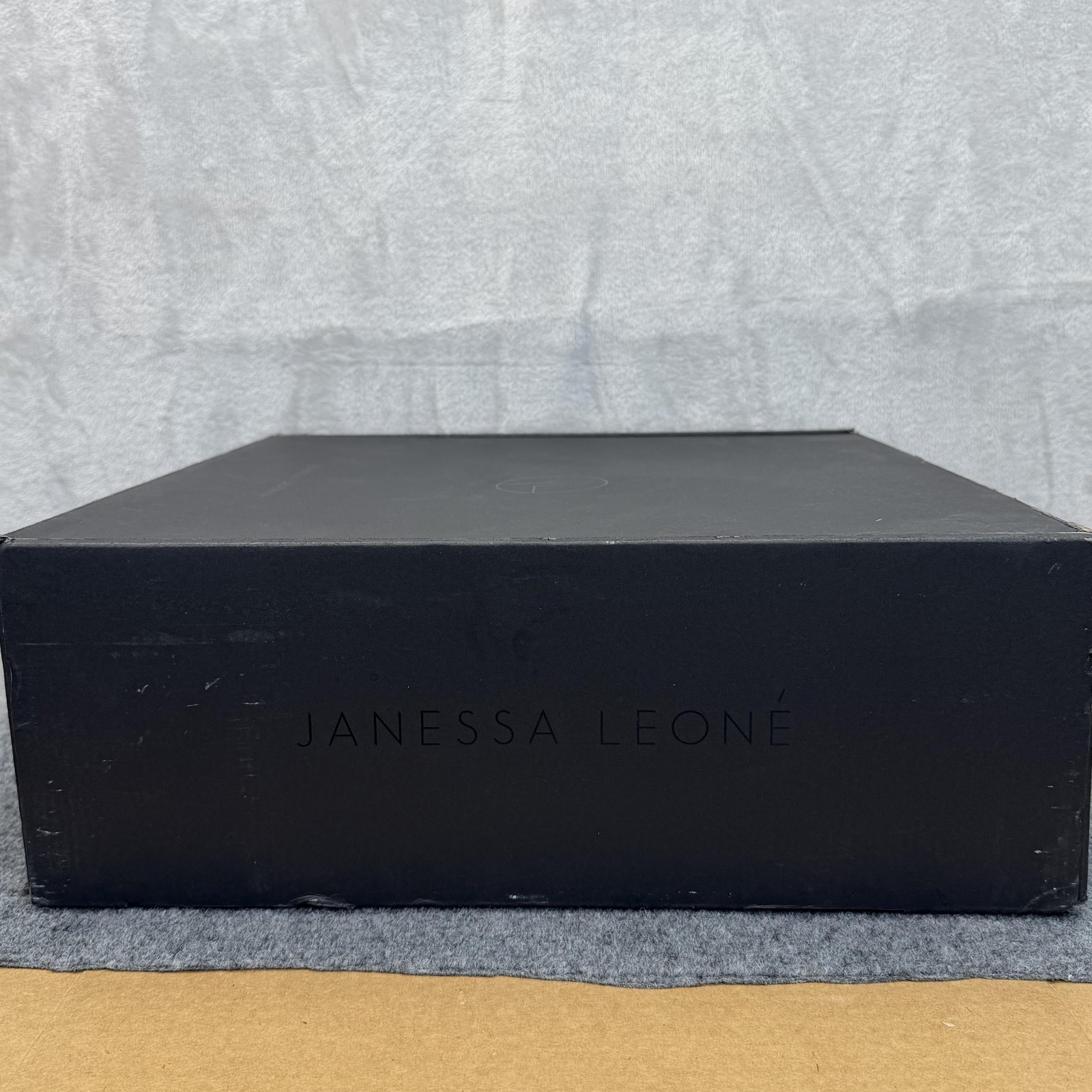Janessa Leone Wool Hat Fedora Womens L Brown Wide Brim Suede Strap Accent OG Box