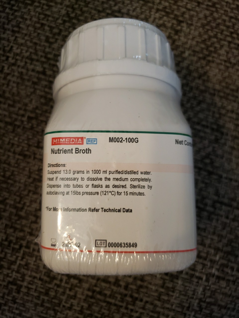 HIMEDIA Nutrient Broth Culture Medium 100g M002-100G Microbiology Reagent Lab