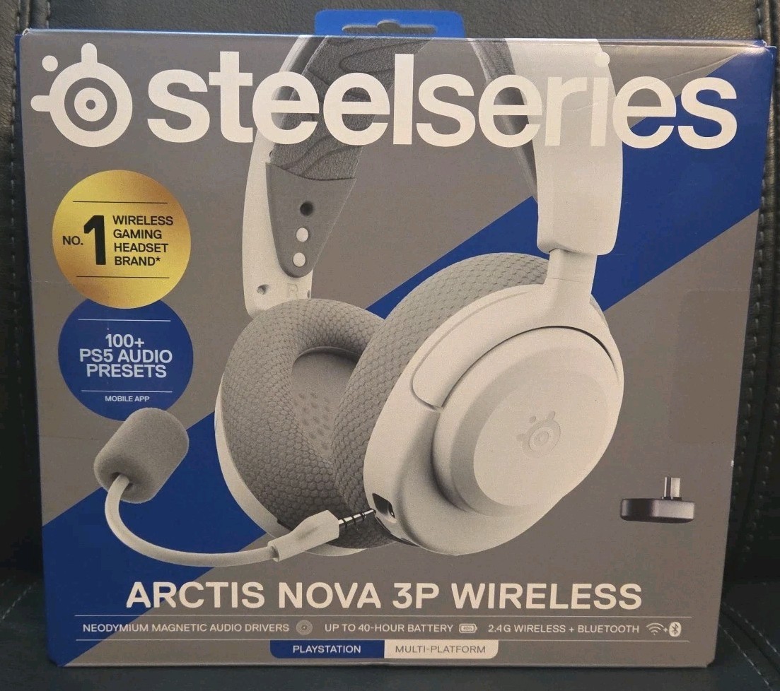 SteelSeries Arctis Nova 3P Wireless Multi-Platform Gaming Headset White 61687 Nw