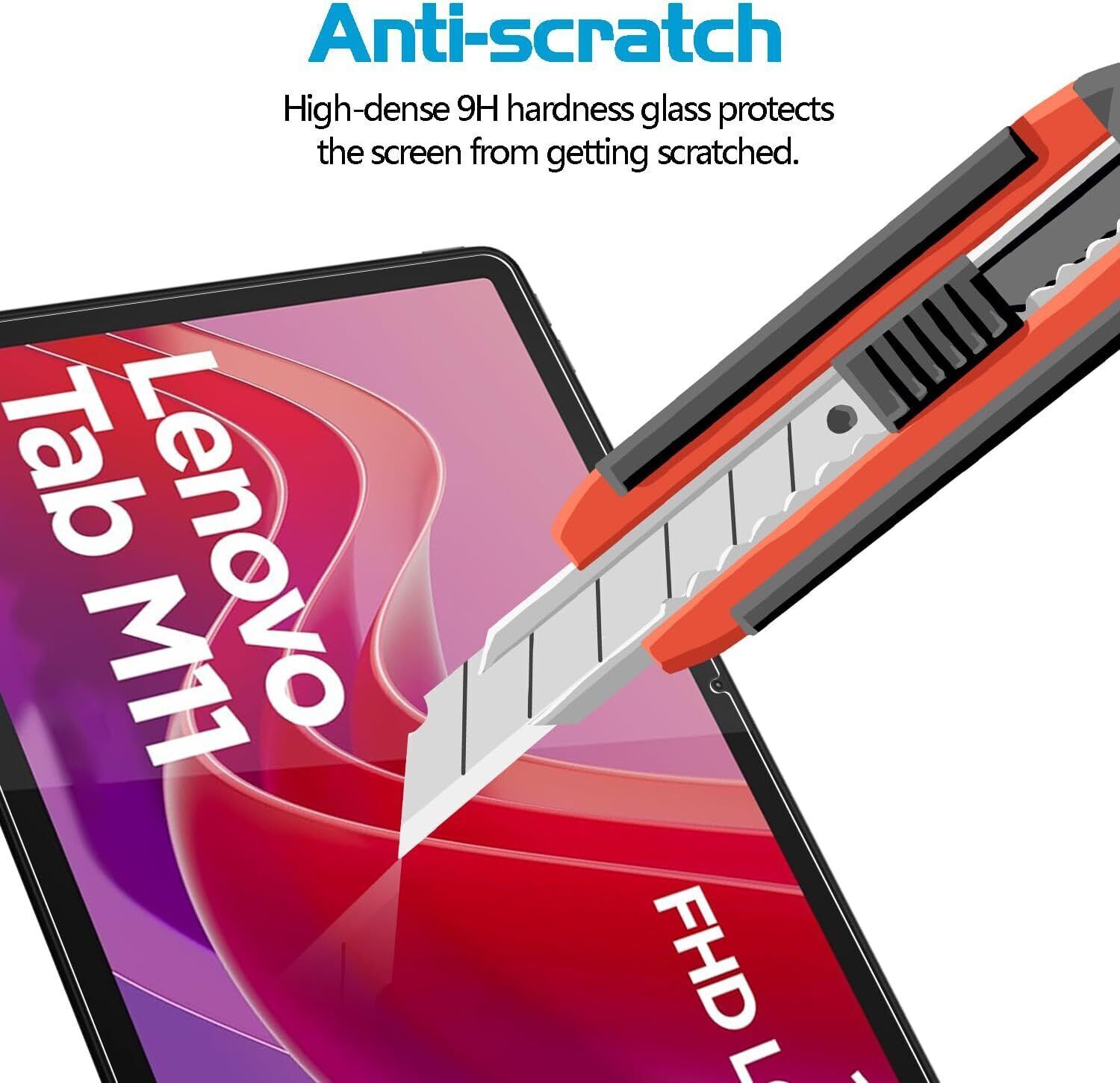 Lenovo Tab M11 2024 Tempered Glass Screen Protector 9H HD Clear Film 2Pack