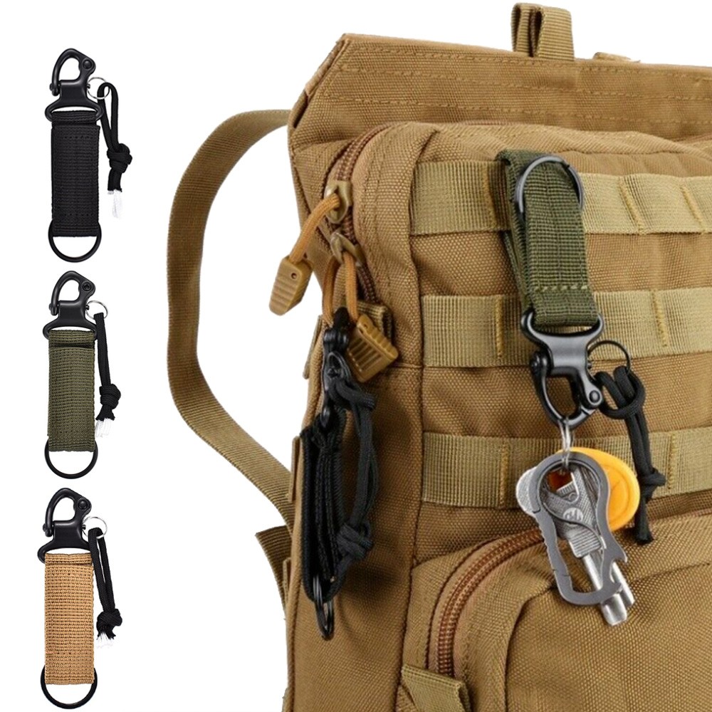 Tactical Molle Nylon Webbing Keychain Holder Carabiners Hook Backpack Buckle