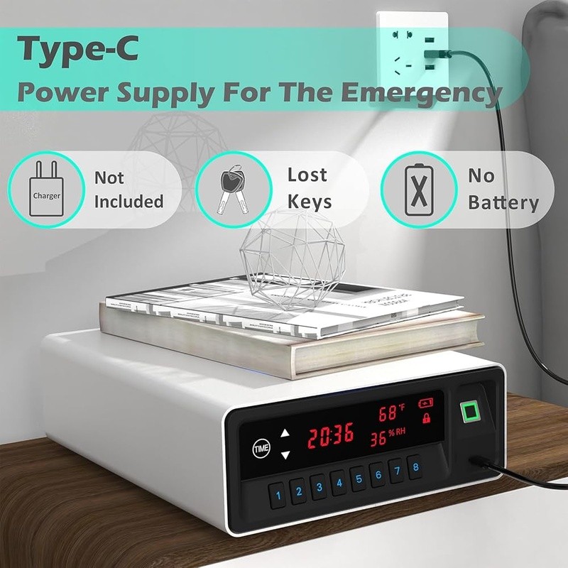 Biometric Gun Safe LCD Display Pistol Storage Keypad Security Under Counter New