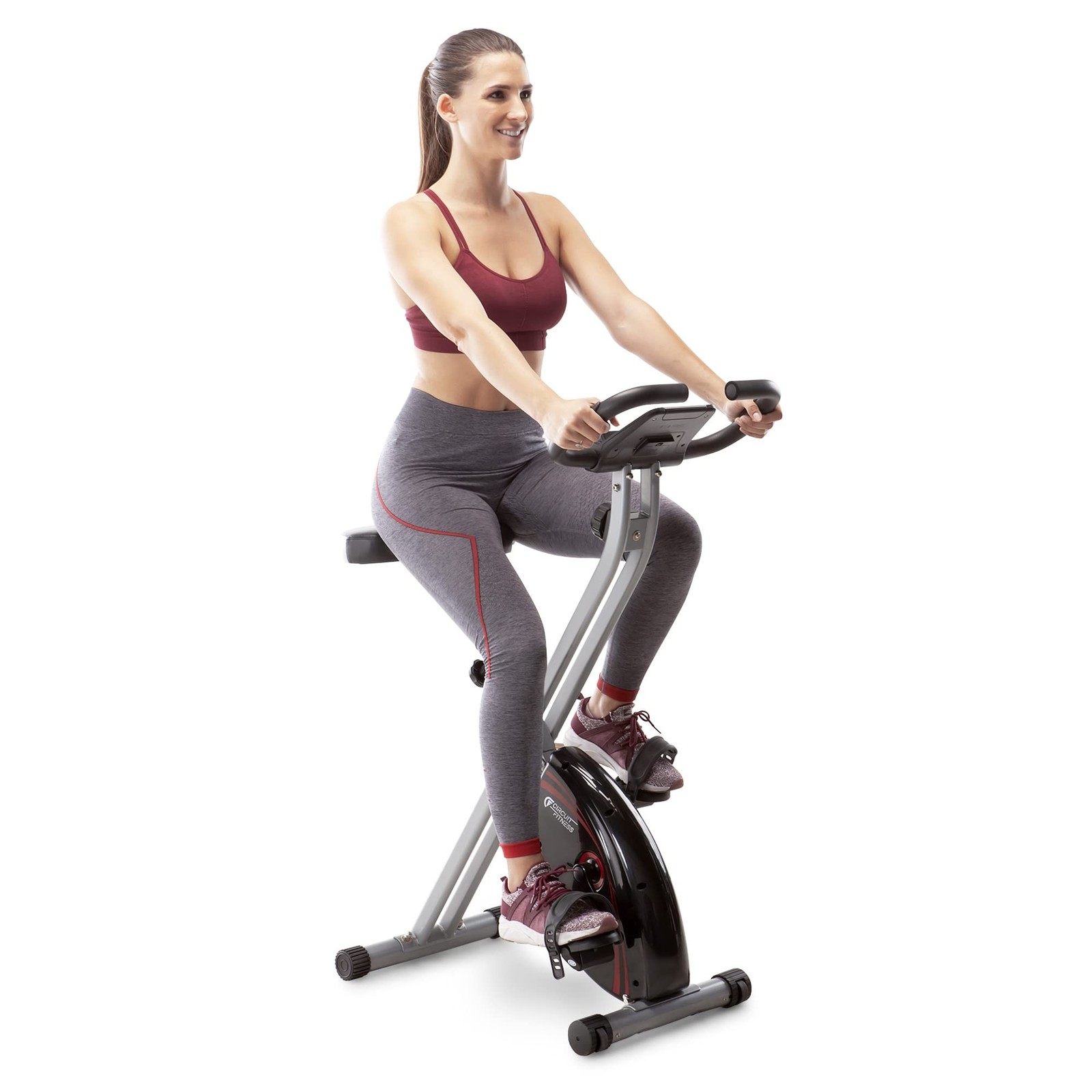 CIRCUIT FITNESS Circuit Fitness Folding Upright Exercise Bike with Adjustable...
