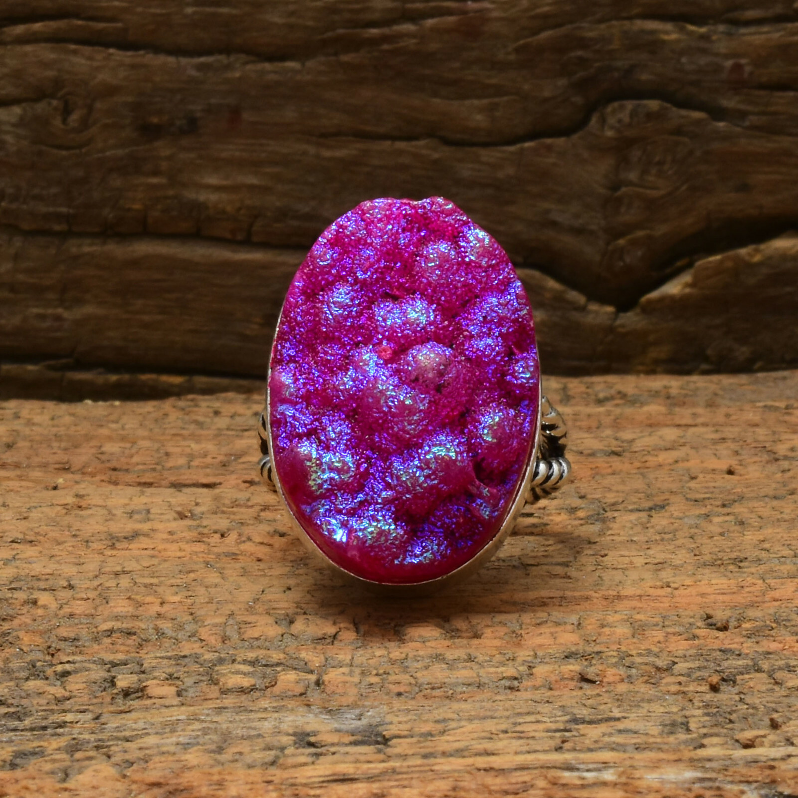 Lovely Titanium Druzy Gemstone 925 Sterling Silver Handmade Ring All Size B-372