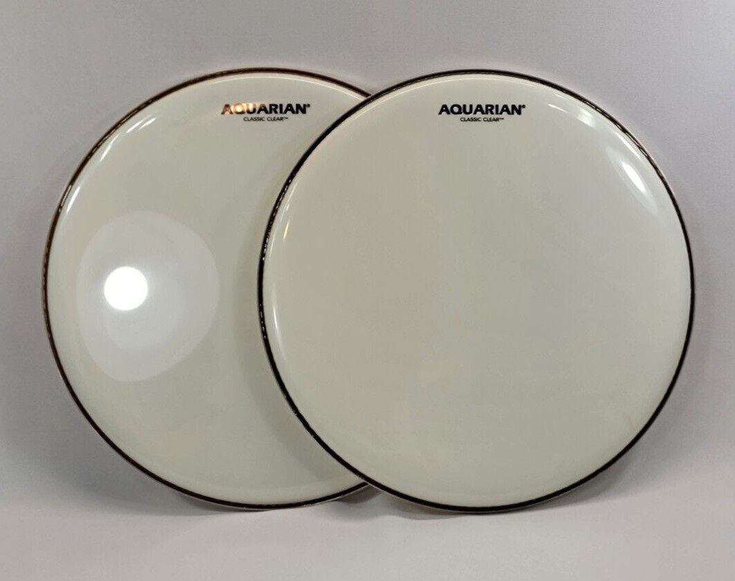 Aquarian Classic Clear White 15" Drumheads- Tom Drum Heads 15 inch - (Set of 2)