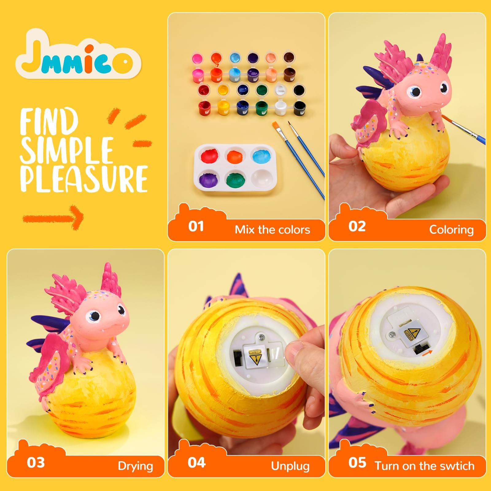Paint Your Own Axolotl Lamp Kit, Axolotl Crafts Night Light, Arts and Crafts ...