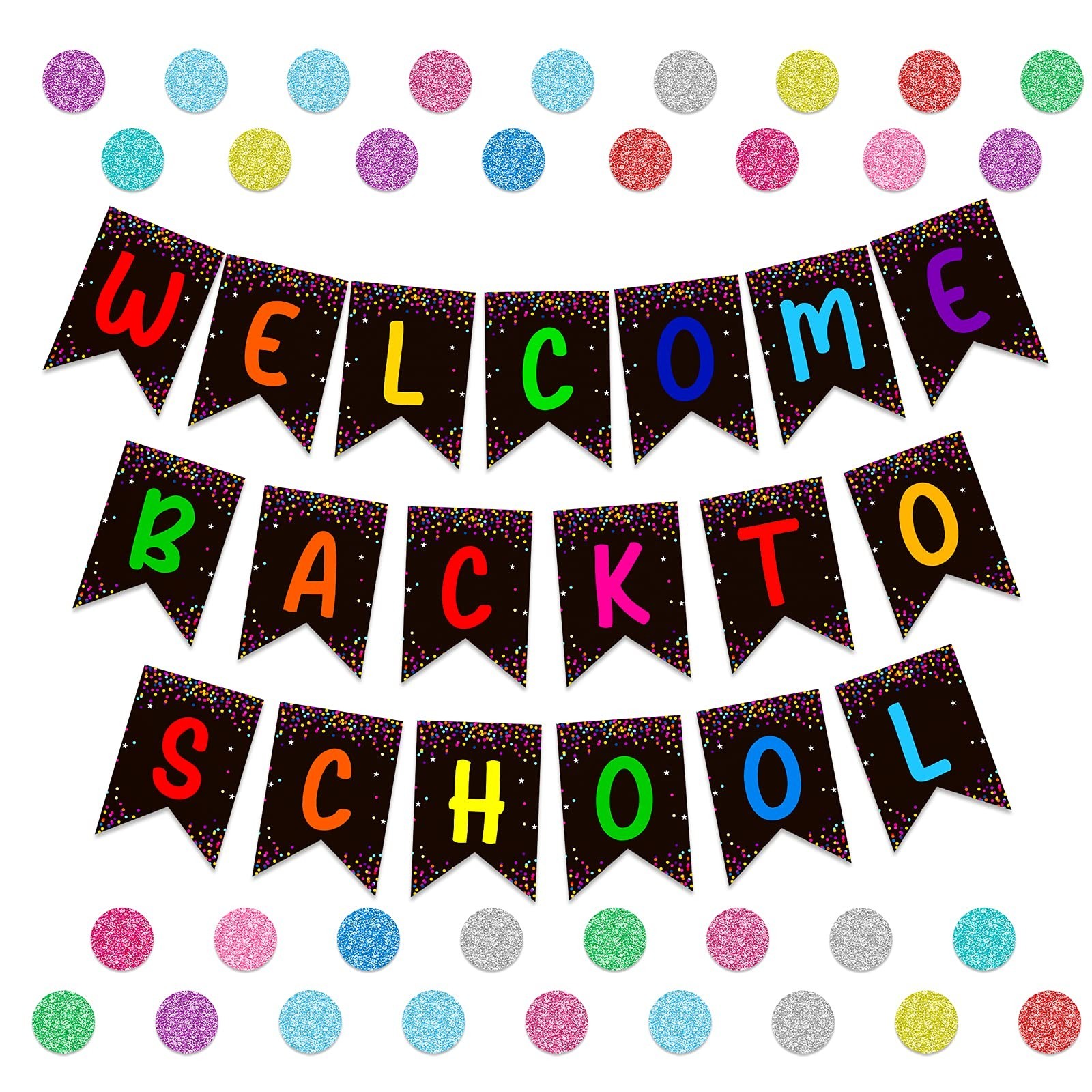 55 PCS Welcome Bulletin Board Classroom Decorations Confetti Pennants Welcome...
