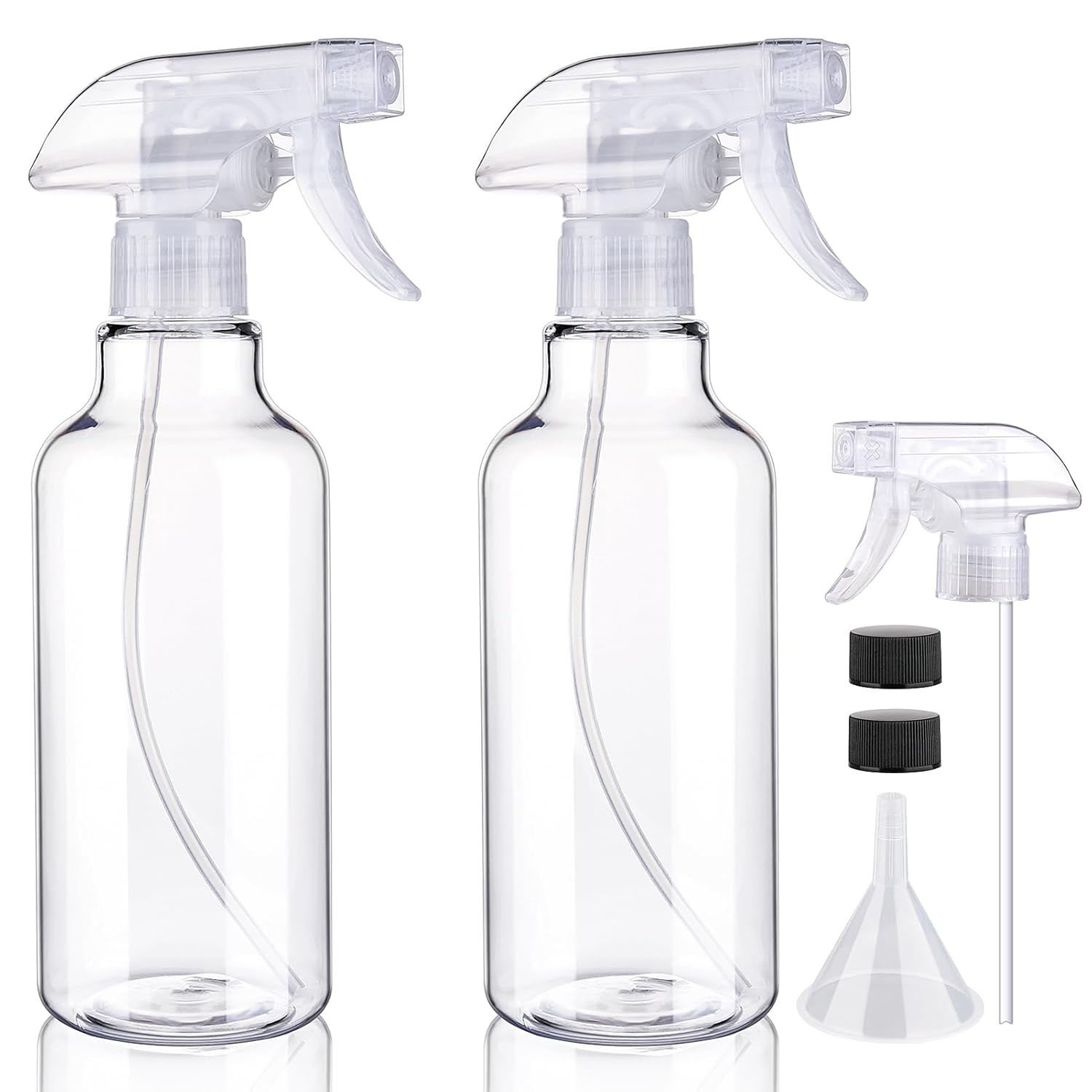 2 Pack 16.9oz Plastic Spray Bottles Mist/Stream for Cleaning Hair Clear