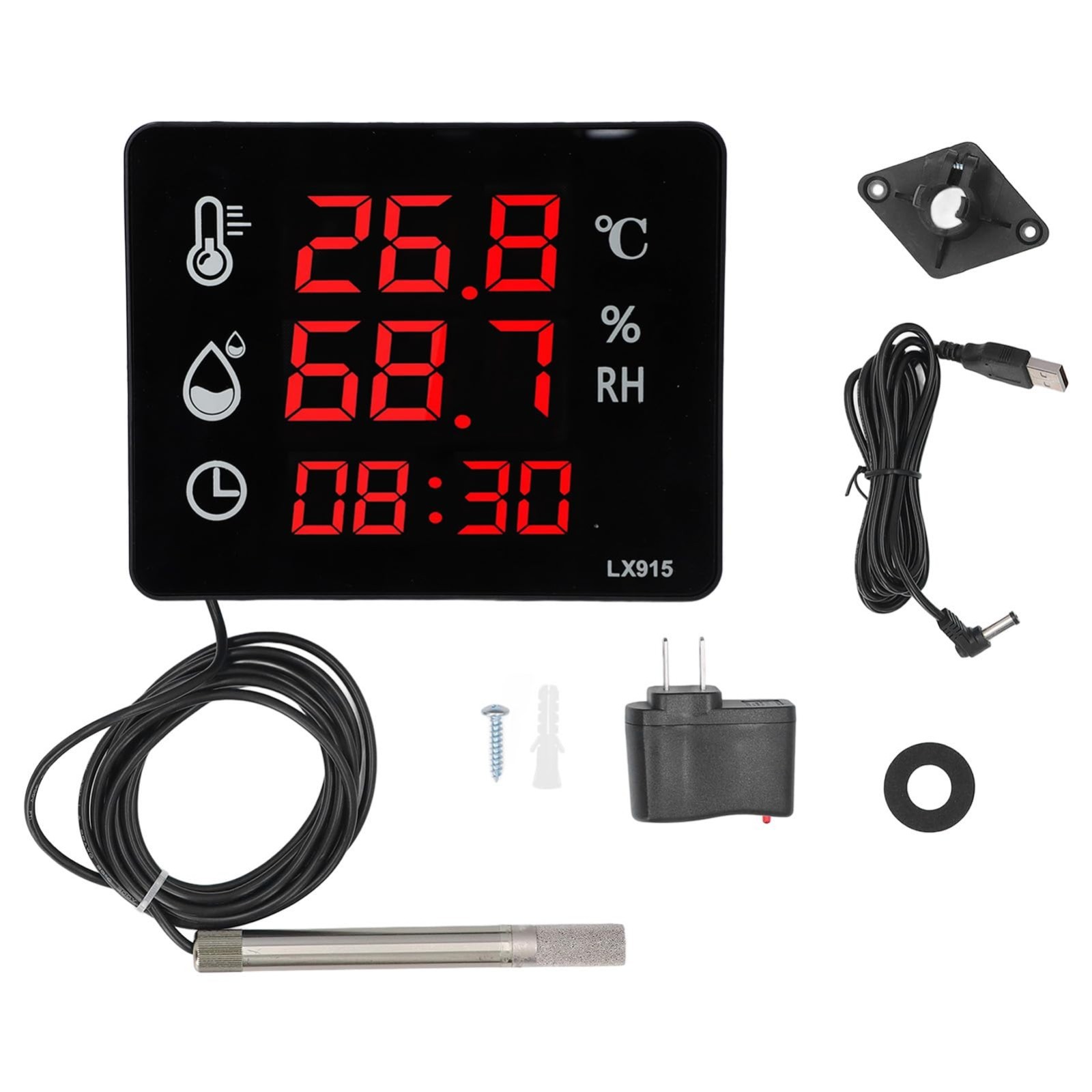 Industrial Thermometer Hygrometer Digital Temperature Humidity Meter LED Screen