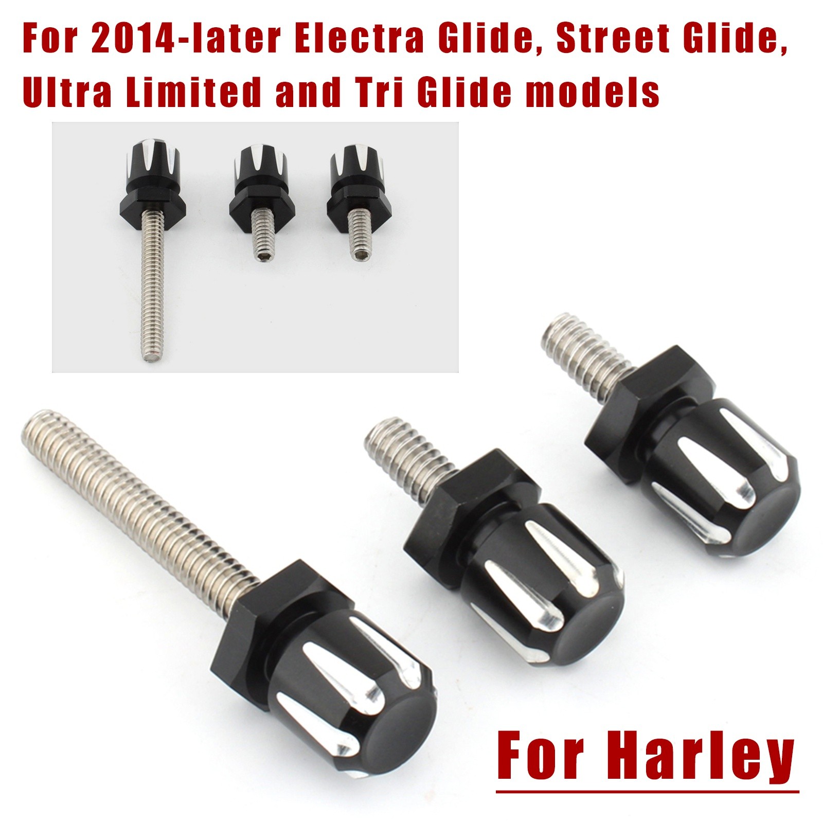3pcs Aluminum Bolts Fairing Windshield Trim Screw For Harley Electra Glide 2014+