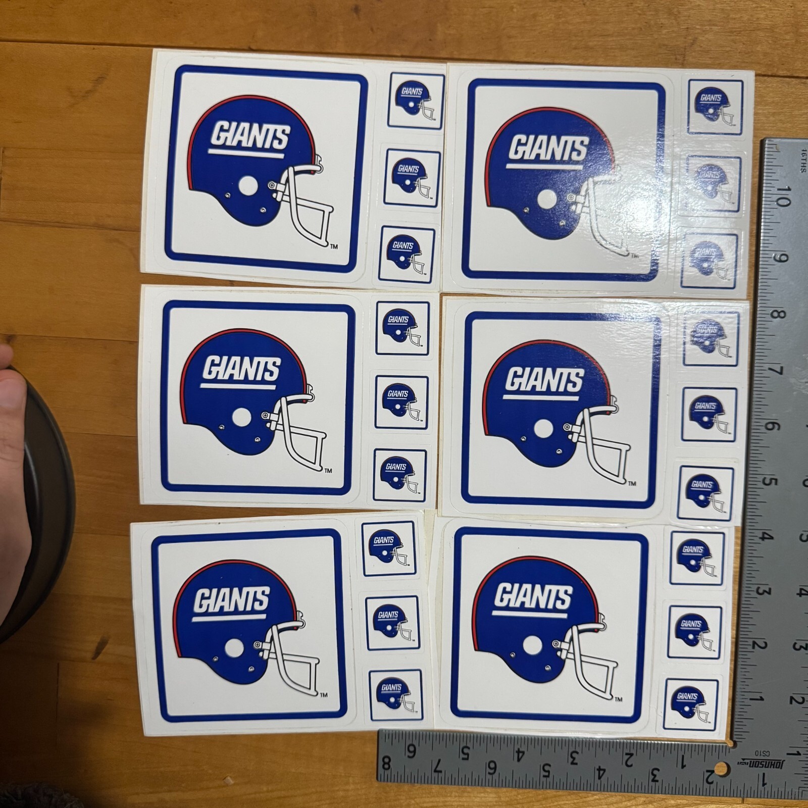 Lot of 6 NEW YORK GIANTS FOOTBALL TEAM ISSUED STICKER / DECAL 1980'S