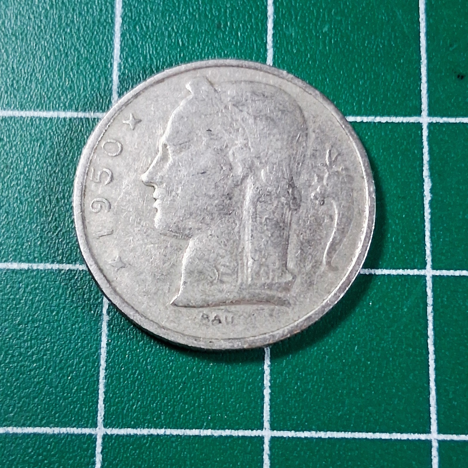 1950 Belgium Ceres / Crowned Oak Branch 5 Francs Currency Coin