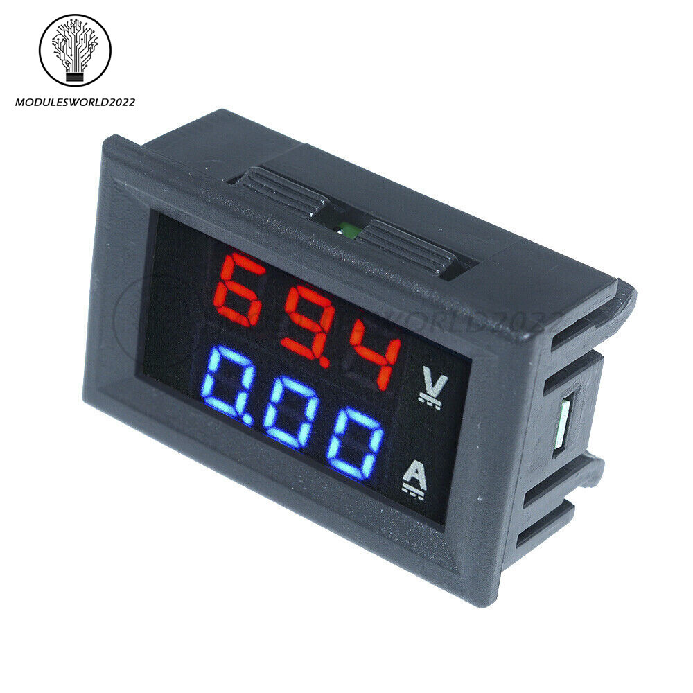 DC100V 10A Blue+Red LED Dual Digital Amp Voltmeter Ammeter+Red LED Voltage Meter