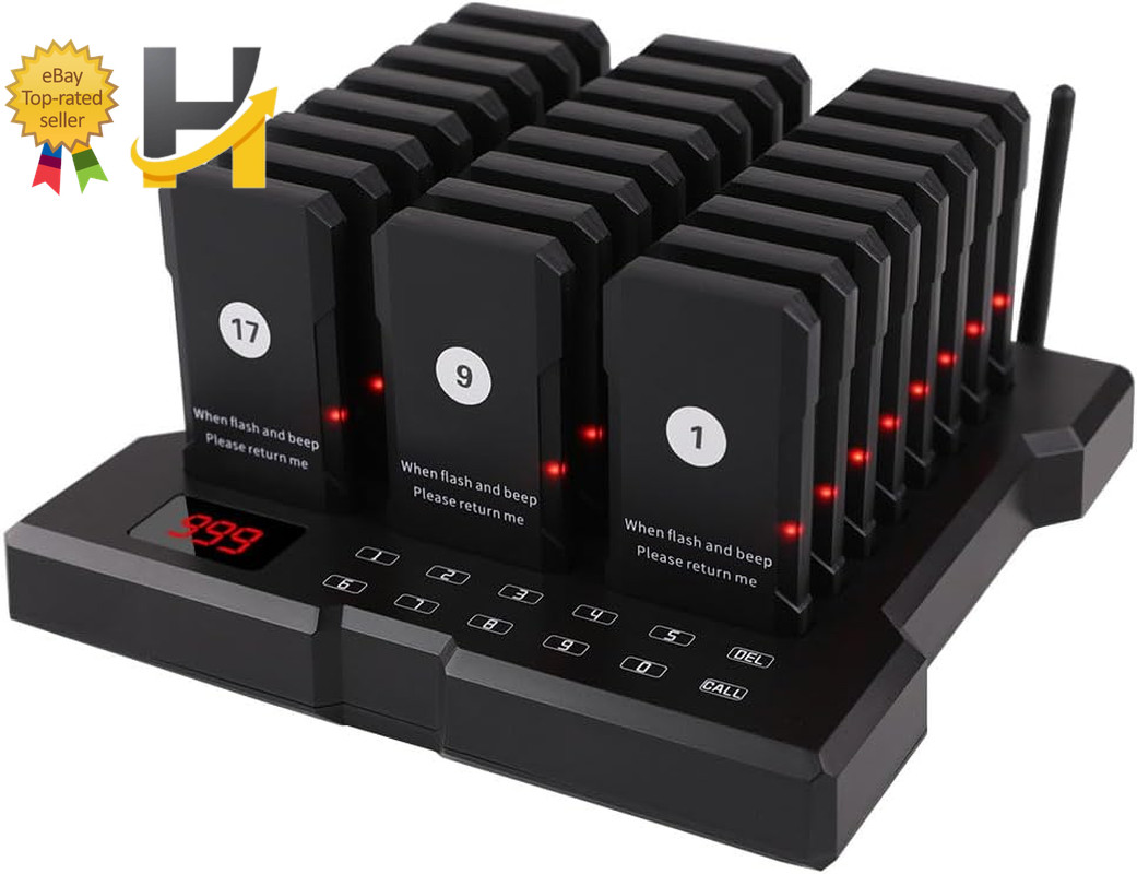 Restaurant Pager Wireless Calling System 24 Beepers Guest Customer Queue Pagers
