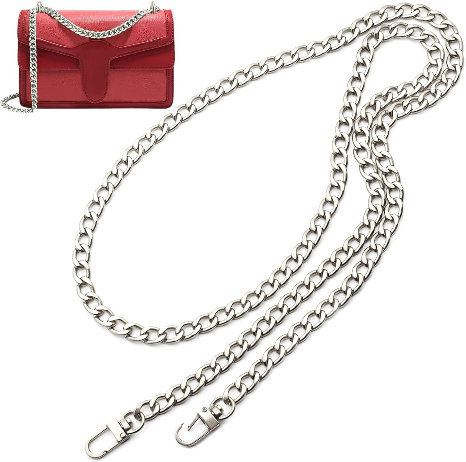 47” Flat Chain Strap DIY Iron Handbag Chains Replacement Purse Straps Shoulder C