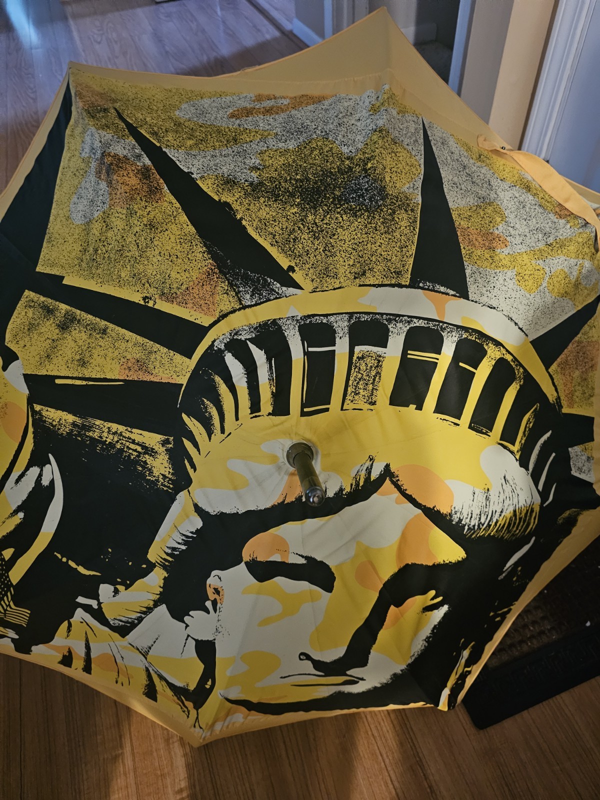 Andy Warhol Umbrella Yellow Statue of Liberty 42" Rain Outdoor